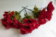 3 x Artificial Poppy Bushes - Realistic - 6 Heads Per Bush