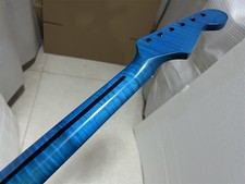 DIY Reverse headstock 22 fret blue gloss Flame Maple electric guitar neck parts