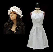 Full Length Apron + Mop Cap Adult Ladies Victorian Edwardian Serving Maid