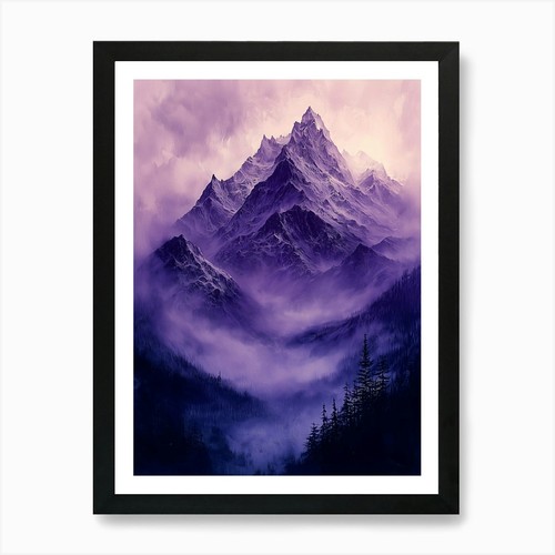 Purple mountain canvas print - purple,