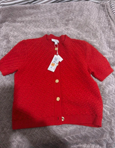 Red knit crew neck short - knit,