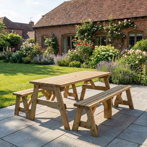 Wooden garden picnic - wooden, table
