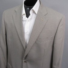 La Crosse Sport Coat 44L Beige Houndstooth Check Single Vent Poly Rayon
