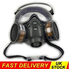 Full Face Gas Mask for Paint Spray Chemical Respirator With Goggles Protection