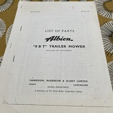 Albion 8 bt trailer mower  12 page photocopy of  parts  manual 1935 onwards/