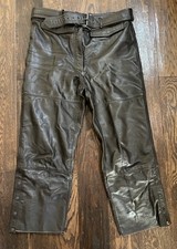 Vtg HarleyDavidson Leather Motorcycle Pants Mens 34 short brown Hein Gericke 70s