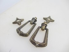 Metal Drawer Handles Cupboard Pulls Old Brass Plated Retro - Modern - £3 a pair