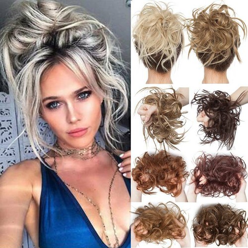 Curly real human messy - as, bun