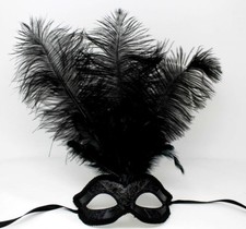 ALL BLACK FEATHER MASK