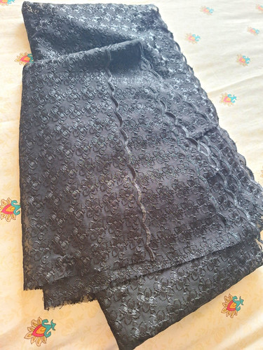Black floral lace - material, for