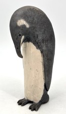 STUDIO POTTERY PENGUIN Raku Style - Signed Unknown Mark