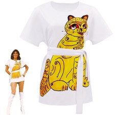 ABBA Anni-Frid Agnetha Woman Cosplay Cat Dress 70s Vintage T-shirt 2 colors UK