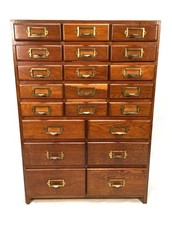 Antique Wooden Oak Large Sized Index Card Filing Drawer Stationary Cabinet c1930