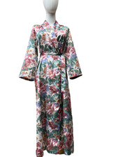 Vintage David Nieper - Ladies  long Floral Dressing Gown silky -Size XS