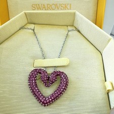 SWAROVSKI Heart Necklace Sublima Pendant Large Purple Crystals New In Box