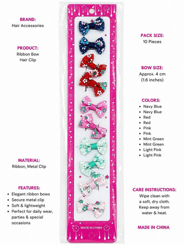 Pack girls ribbon bow hair - ribbon,