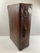 Watkins Vintage Brown Vulcanized Fibre Suitcase with Metal Latches and Handle
