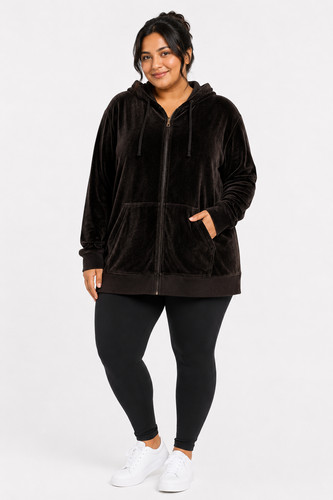 Plus size velour zip hoody - size,