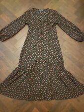 Pretty Topshop vintage style black with red roses midi maxi dress UK 10 New