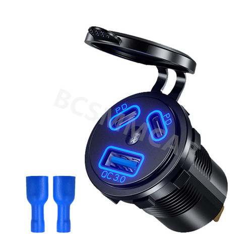 Usb type car charger - type-c, socket