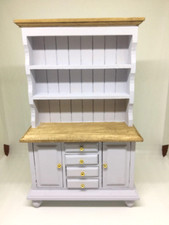 1:12th scale dolls house miniature furniture. Welsh Dresser grey + oak stained