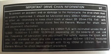 KAWASAKI H1D 500 H1E 500 H1F 500 KH IMPORTANT DRIVE CHAIN CAUTION WARNING DECAL