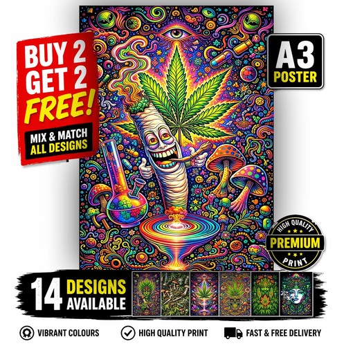 Trippy weed poster - poster, –