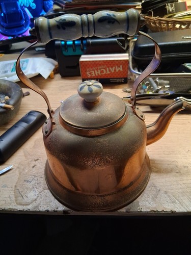 Vintage copper tea pot - vintage,