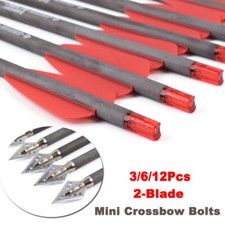 3/6/12x 7.5" inch Crossbow Bolts R9 2" Red Vanes with Blade Broadhead