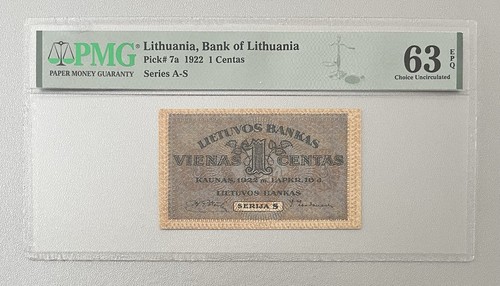 Lithuania 1922 centas pmg63 - lithuania, 1