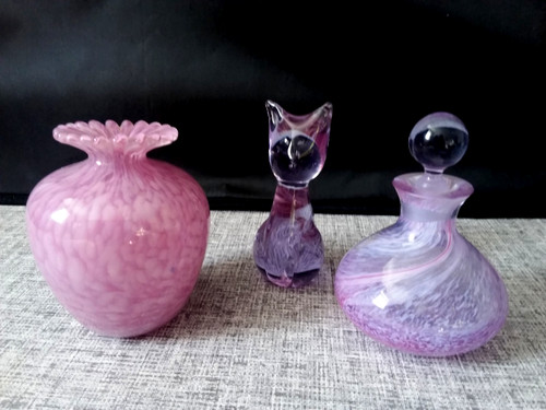 Pink art glass collection vase - pink,