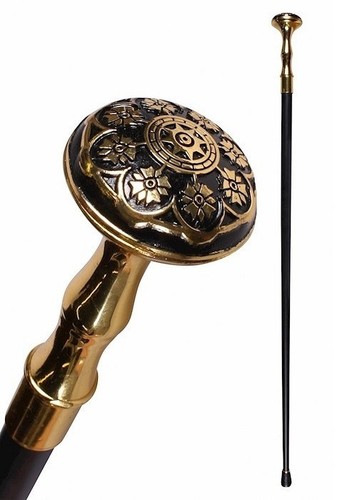 Gold topped walking cane - gold,