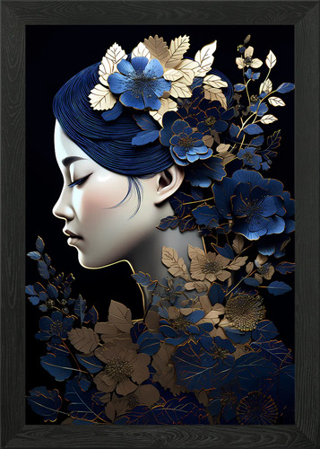 Beautiful woman flowers - woman, framed