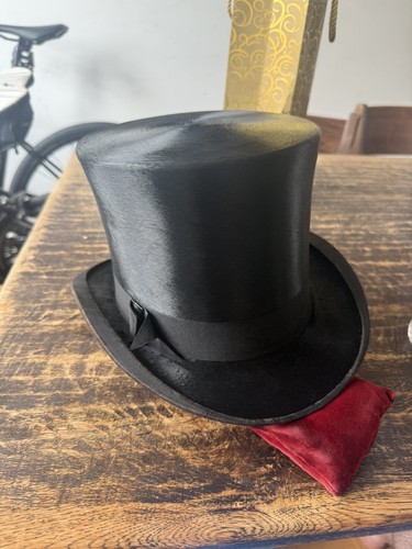 Antique silk top hat - hat,, size