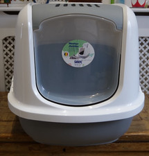 Savic Nestor Jumbo Covered Cat litter Box Grey White 66.5 x48.5 x 46.5cm