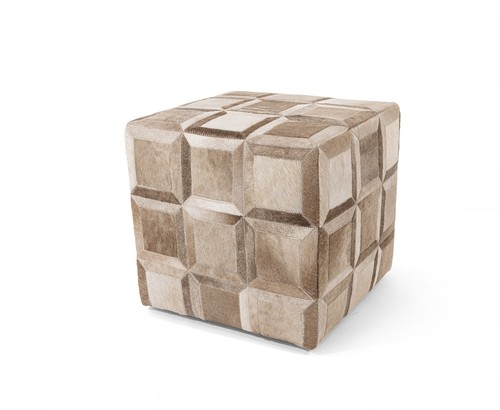 Cowhide ottoman pouf - cowhide,