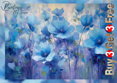 Blue flowers print on - flowers, |