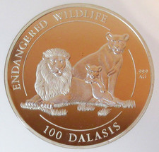 Gambia: 1996 Silver 100 Dalasis Lion Family Kilo Ngc Pf 68