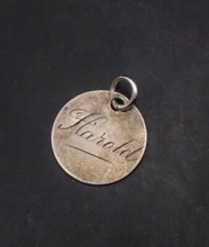 Antique English Silver Edwardian  "Harold" Love Token Coin Pendant
