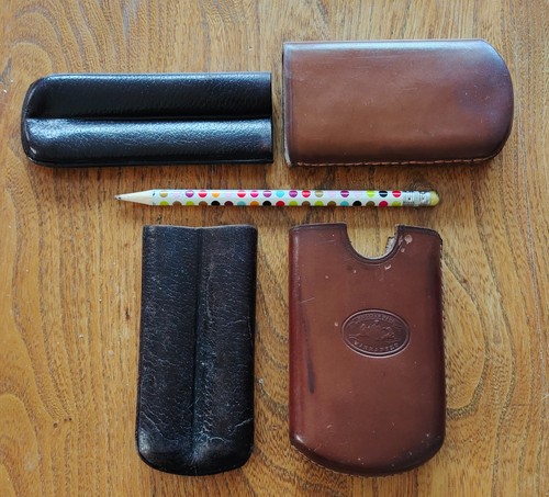 Vintage leather cigar cases - 2,