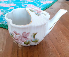 Antique Pink Flowers Floral Invalid Feeder Cup Porcelain Side Handle
