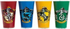 Harry Potter Glasses Hogwarts House Crest Glasses - Set of 4 - Official Unused