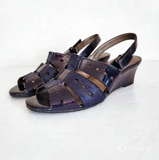 Pavers Navy Blue Patent Wedge