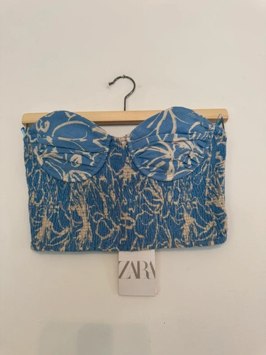 Zara blue floral bandeau - blue,