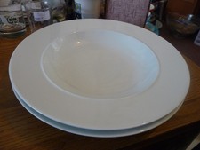 White Denby two rimmed white pasta bowls