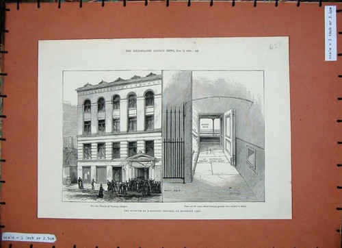 Old antique print 1884 - antique,