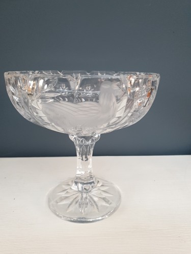 Vintage crystal pedestal - crystal, bowl