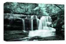 Large Waterfall Canvas Print Wall Art Blue Grey White Landscape Panel