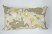 Handmade Bolster Cushion Cover in Clarke & Clarke March Hares Linen - Both Sides