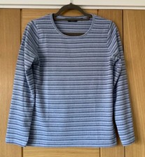 Isle Essential Blue Mix Striped Top S (UK 10-12)  Long Sleeved Stretch Ribbed